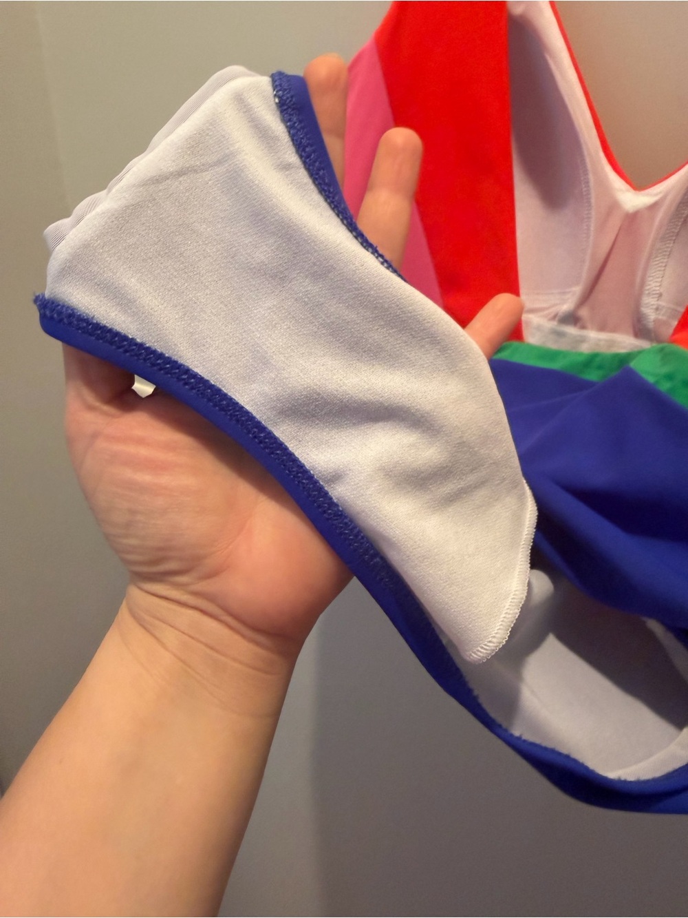 Boden V-Neck Colorblock One-Piece Swimsuit - Red, Pink, Green, Blue - Picture 5 of 6